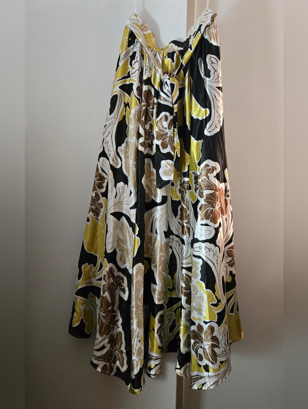Bold Floral Circle Skirt in Black, Yellow & Cream